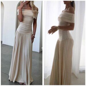 NEW Lioness Field Of Dreams Knit Maxi Dress Medium Cream